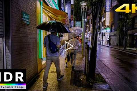 【4K HDR】Tokyo Night Walk - Kagurazaka Rainy Backstreets