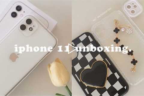 iphone 11 (white) aesthetic unboxing in 2022 ☁️ cute accessories + camera test 🖤