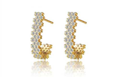 Cubic Zirconia J Hoop Earrings in Gold or Silver for $64