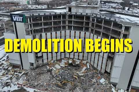 Southgate Office Plaza Bloomington, MN December 2022 Drone Footage - Demolition Begins