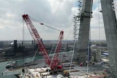 Gordie Howe International Bridge Construction Update | Aerial Drone Video In 4K