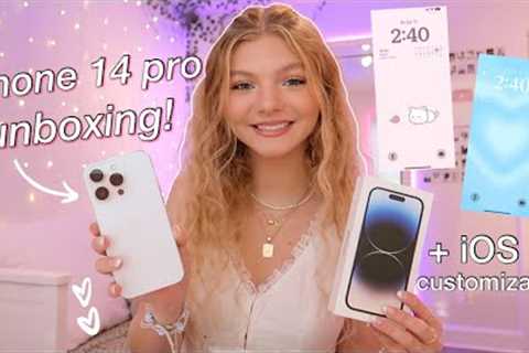 iPhone 14 Pro UNBOXING & REVIEW!! + iOS 16 phone customization tips/tricks & setting up!