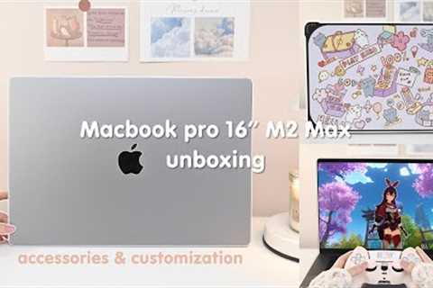 Apple MacBook Pro M2 Max 16inch Unboxing aesthetic Casetify | AirPods Max | Arzopa A3 | Genshin