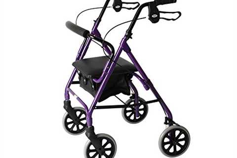 Lightweight Folding Four Wheel Rollator, Purple