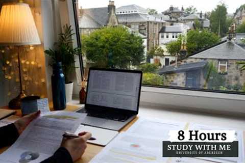 8 HOUR STUDY WITH ME on A RAINY DAY | Background noise, 10 min Break, No music, Study with Merve