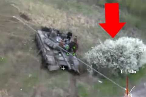 Ukrainian Improvised Weapon Crushes Gigantic Russian Tank - Captured on Camera