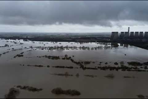 River Trent Flooding Torksey Lincolnshire England 5th Jan 2024 By Drone