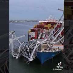 Drone Footage from wreckage of the Key bridge in Baltimore