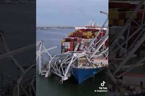 Drone Footage from wreckage of the Key bridge in Baltimore