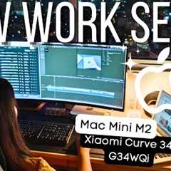 UNBOXING MAC MINI M2 & XIAOMI CURVED MONITOR 34 G34WQi | New Minimalist Work Setup