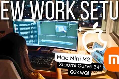 UNBOXING MAC MINI M2 & XIAOMI CURVED MONITOR 34 G34WQi | New Minimalist Work Setup