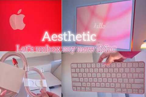 Aesthetic iMac 🖥️ unboxing | Apple | Computer apple product | MacBook | iPhone | red