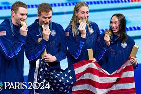 Team USA GETS THE JOB DONE in 4x100 mixed relay behind world record effort | Paris Olympics