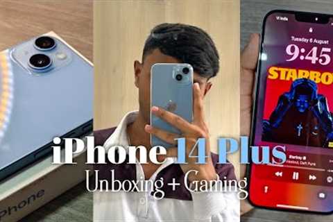 iPhone 14 Plus (128) Blue Unboxing | Setup + Gaming (bgmi) with handcam