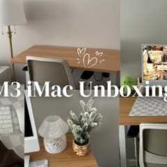 m3 imac unboxing + aesthetic desk setup *cozy & simple* 🎧🍓