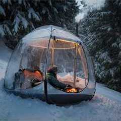 Transparent Hot Tent Camping in Deep Snow | Solo Bushcraft