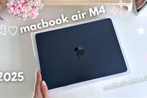 2025 MacBook Air M4 aesthetic unboxing (midnight) | game test 🎮