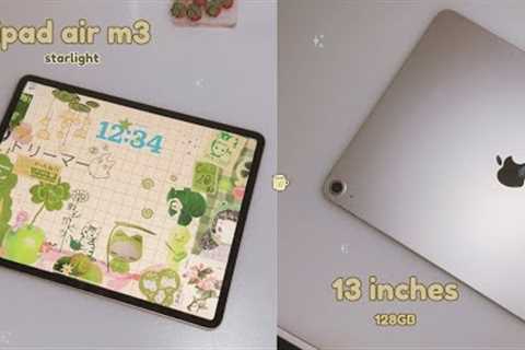 Ipad Air 13 inch M3 unboxing asmr unboxing and setup 🐥🍓